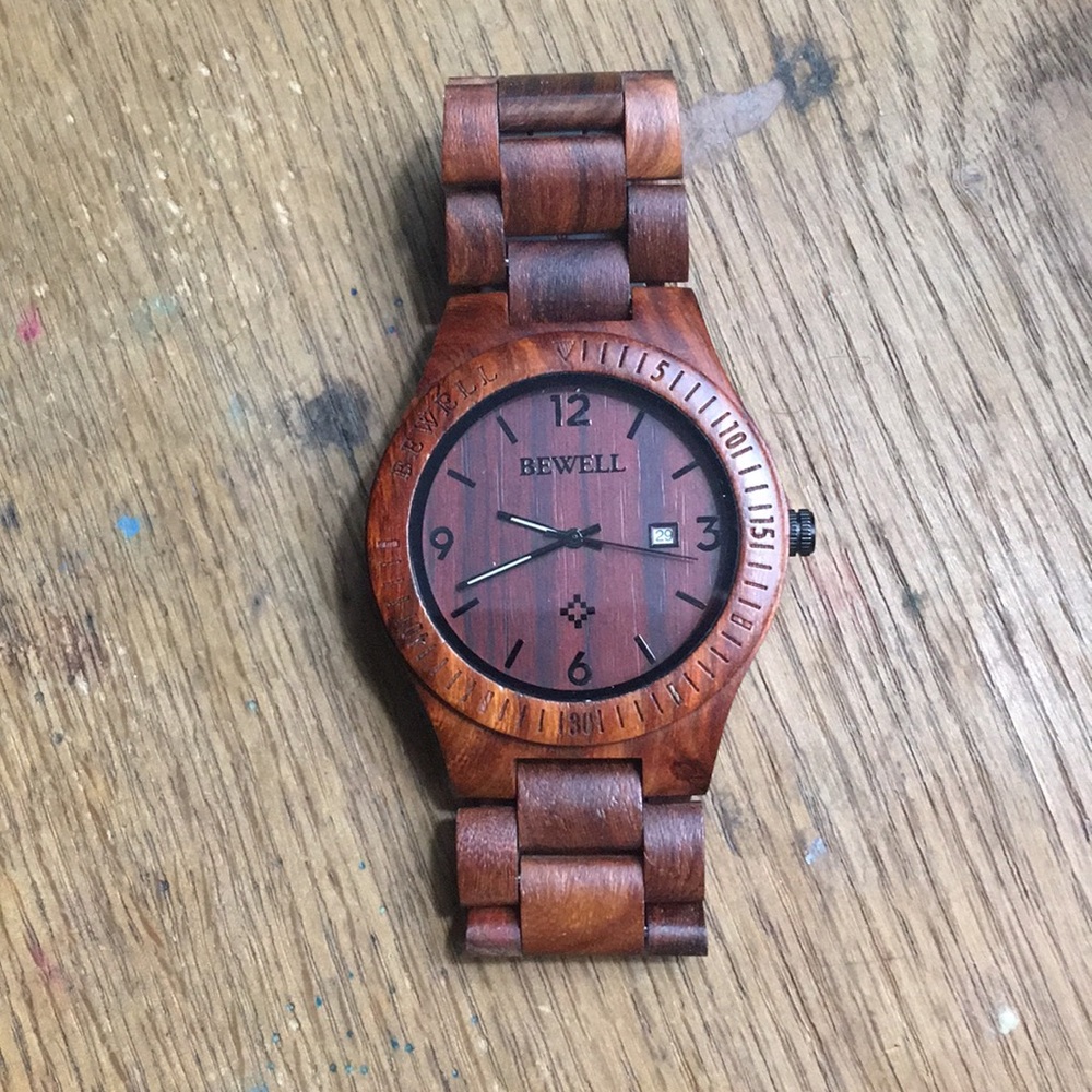 Wood watch made from spruce logs